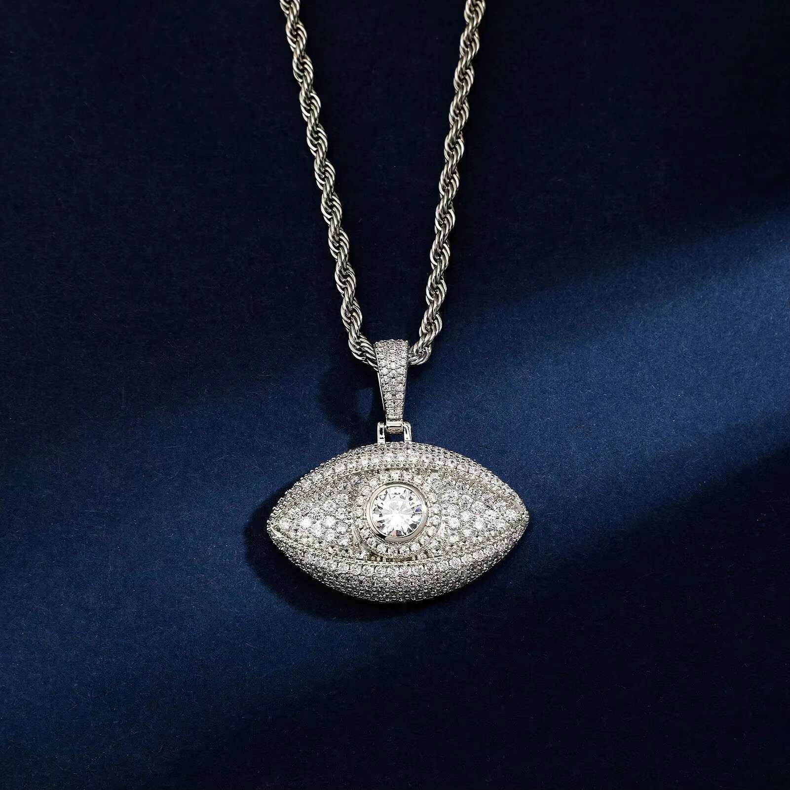 Wholesale Devils Eye Stereo Pendant Micro-inset Zircon Hip Hop Necklace