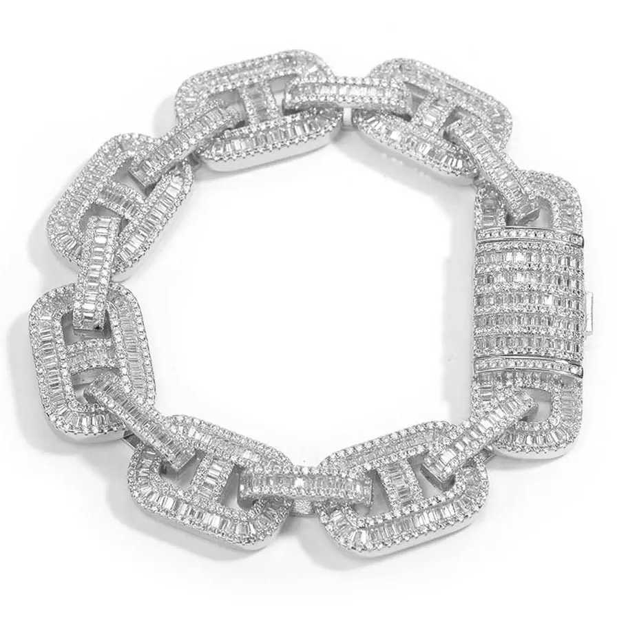 15Mm Iced Out Princess Cut Baguette Zircone Cubico Naso Di Maiale Collegamento …