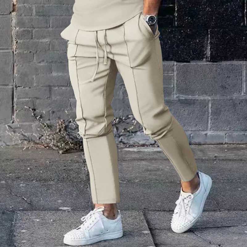 Mens practical car folding casual pants Elgant straight set work pants mens straight pantsXJ250412