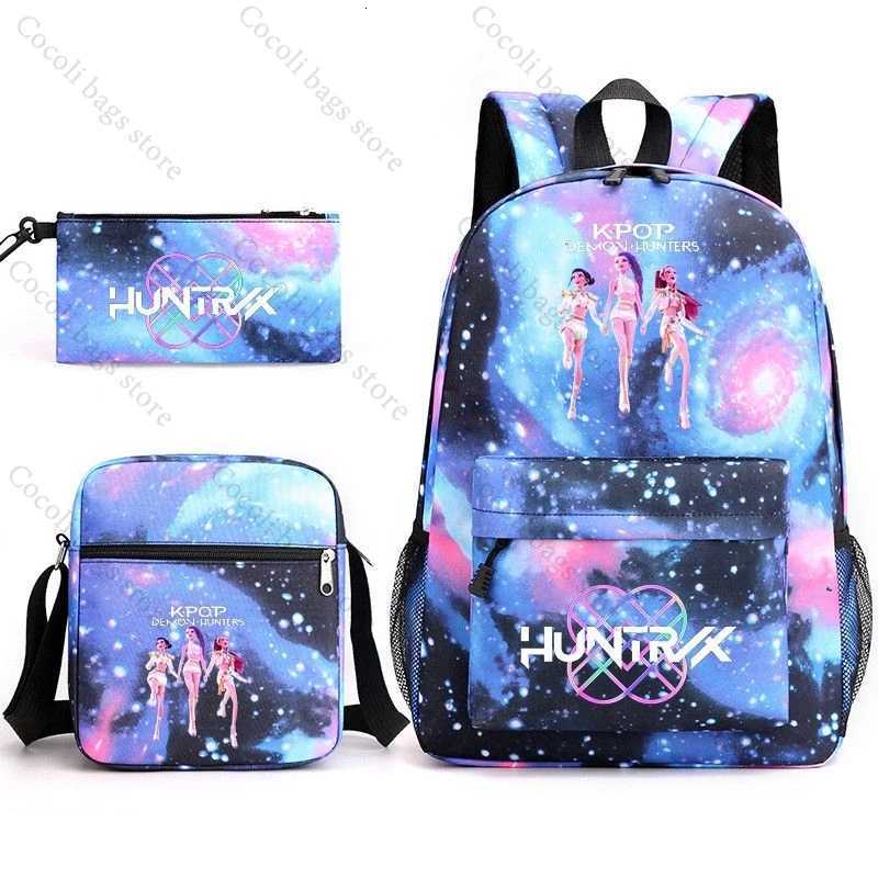 2025 KPop Demon Hunters Backpack School Bags for Girls HUNTRIX Print 3 Pieces Set School Backpacks Back to School Bag for ChildW251113