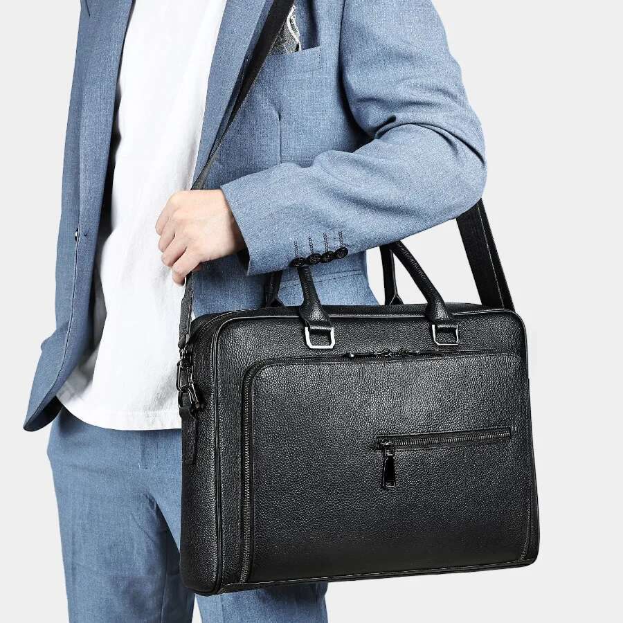 Business shoulder bags men women messenger bag cow leather big capacity 15 inch laptop office handbag