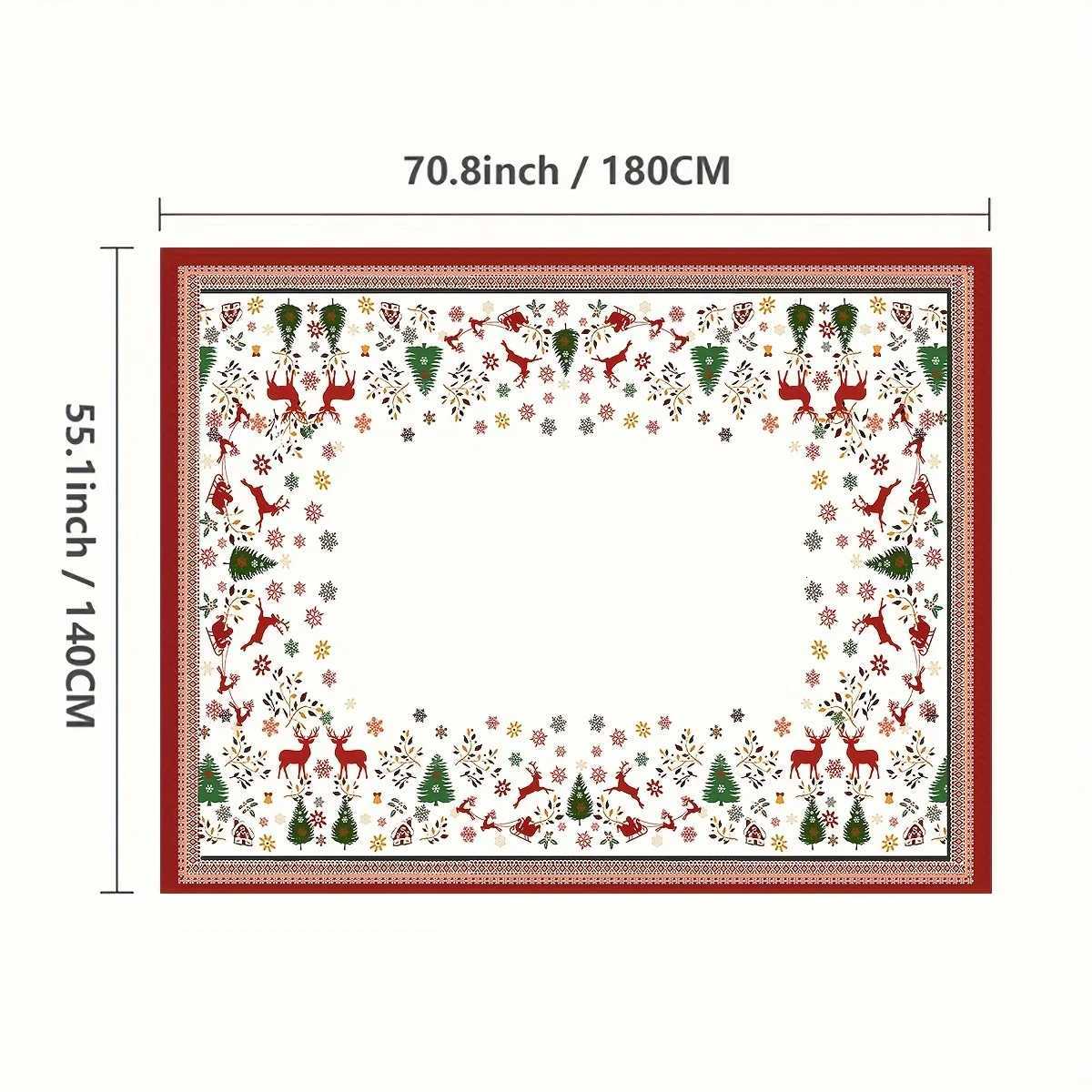 Christmas Christmas Snowflake Reindeer Waterproof Tablecloth Table Decor Winter Xmas Kitchen Dining Tablecloth Christmas Decorations Y251113