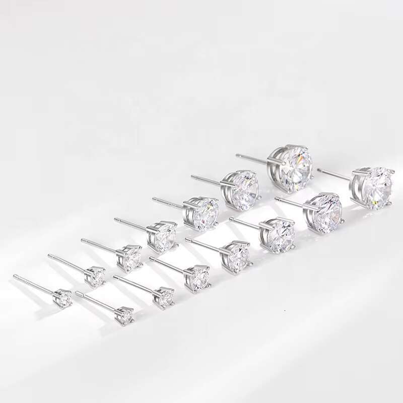 High Quality Sterling Silver 18K Gold Plated studded Earrings Round Moissanite Iced Out Fashion Hiphop Stud Earring Set for Men