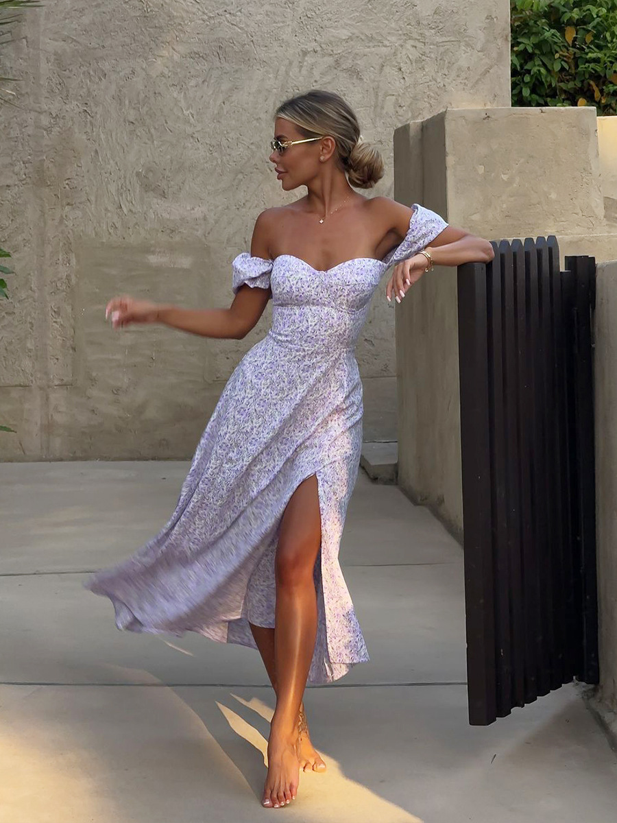 C410Long dress European and American 2025 summer new sexy slit slim temperament long dress