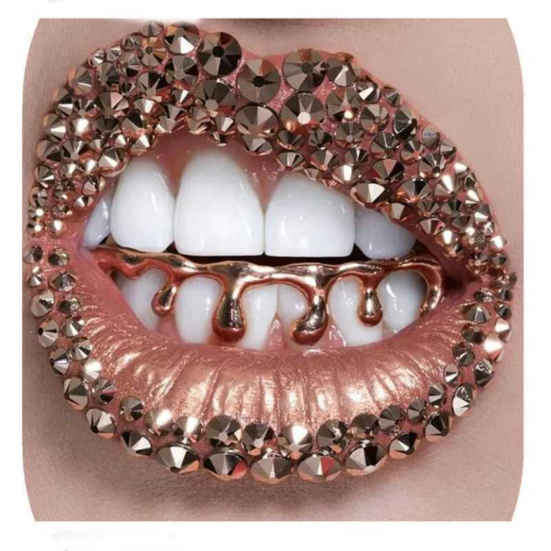 Fashionable mens hip-hop metal droplet holder droplet Grillz Halloween dress top bottom teeth Grillz rapper body jewelryXJ250412