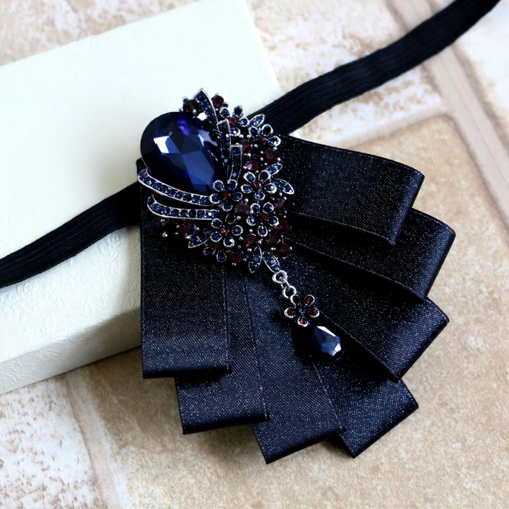 Neck Tie Set Superior Quality Formal Wear Diamond Bow Tide Men Wedding Groom Collar