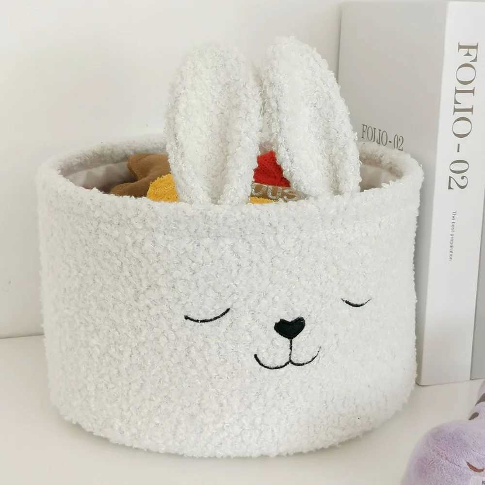 Soft Plush Sundries Storage Baskets Mti-pose Rabbit Ears Organizer Bag Cute Embroidery Toys Storage Y251112