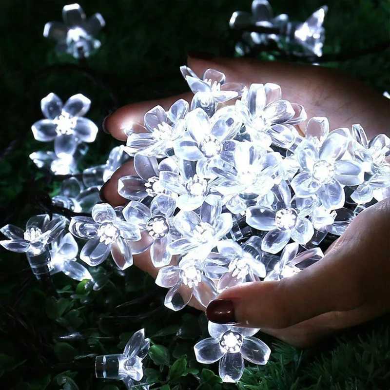 Cherry Blossom Flower Garland Lamp battery Operated LED String Fairy Lights Crystal Flowers Indoor Wedding Christmas Decors M251113