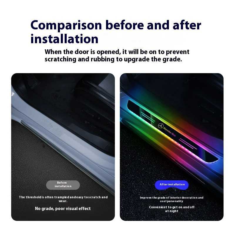 Car LED Wireless Welcome Pedal Light Door Sill Light For Mercedes-Benz AMG A C E V Class Sprinter GLC ML SLK SL Vito GLA GLK CLA W251112