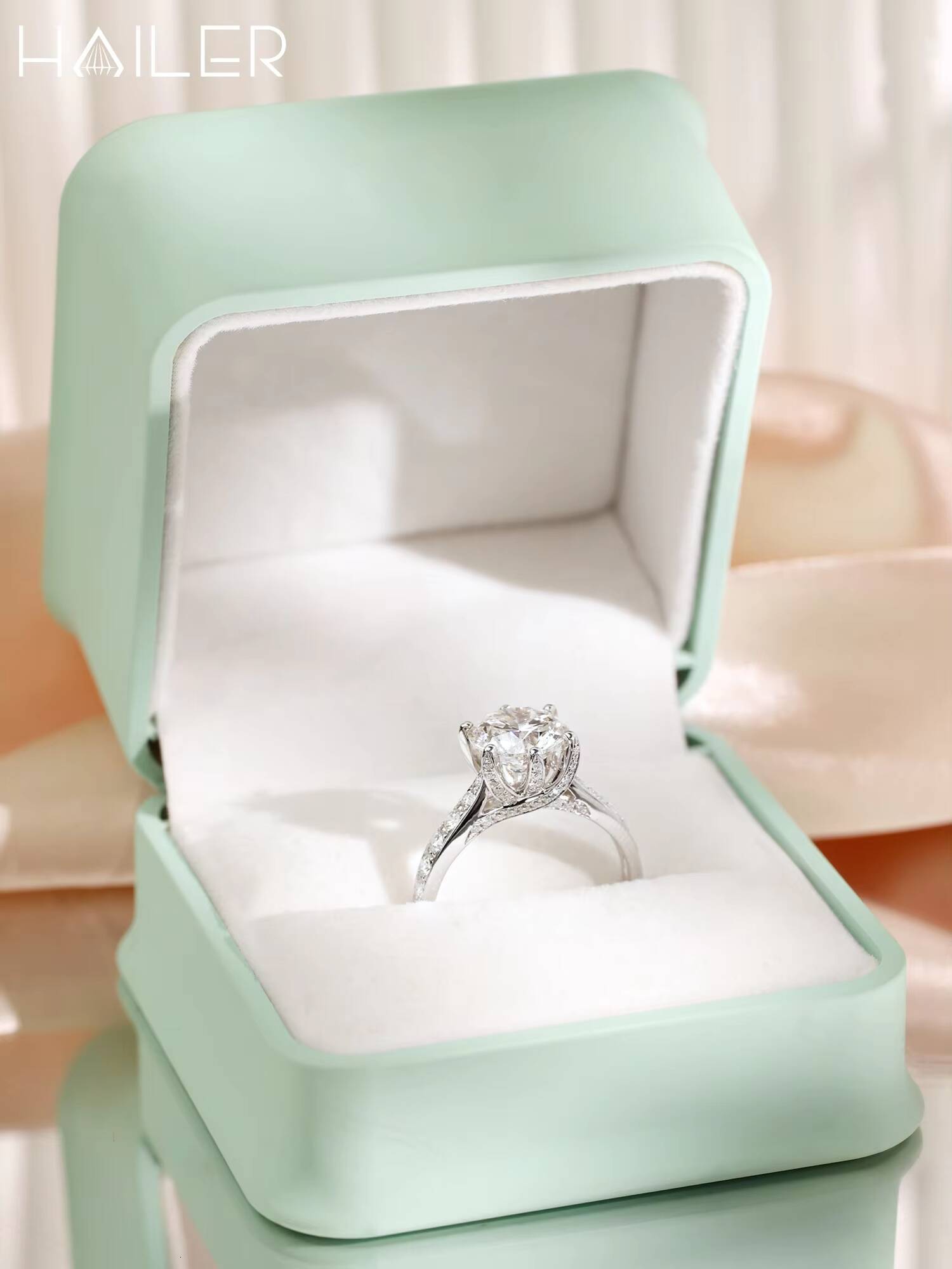 Elegant Women 3Ct Lab Diamond Engagement Ring Cvd Diamond Ring 18K Gold Wedding Ring