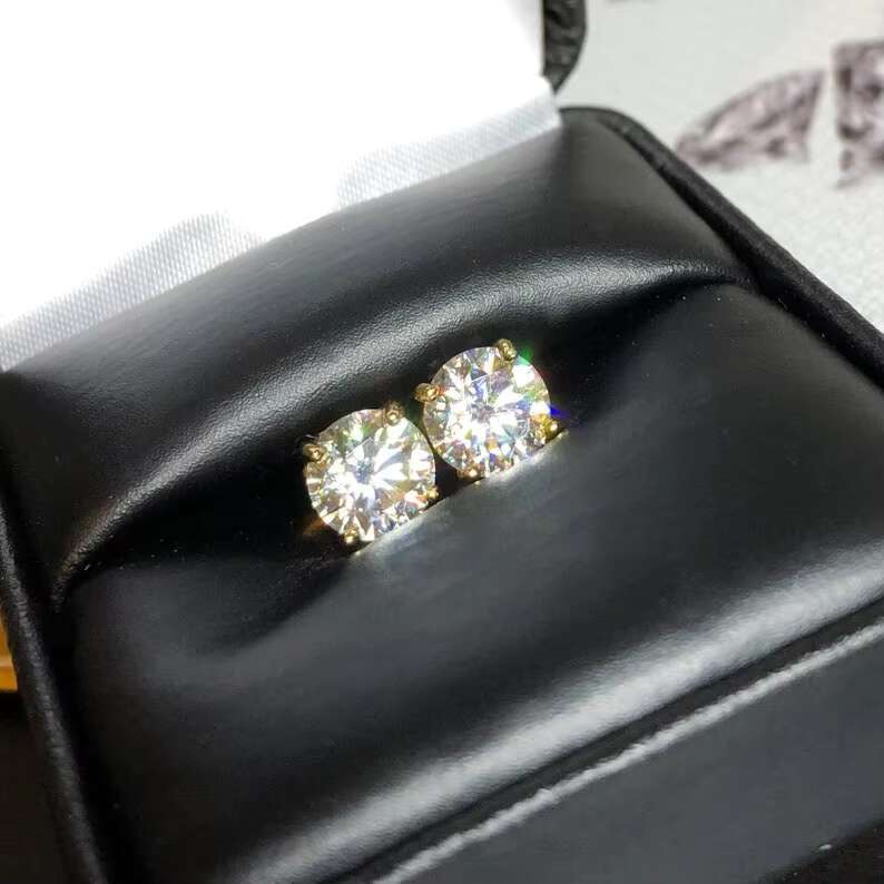 2TCW Round Cut Moissanite Stud Earrings Birthday Gift for Her 925 Sterling Silver Earrings
