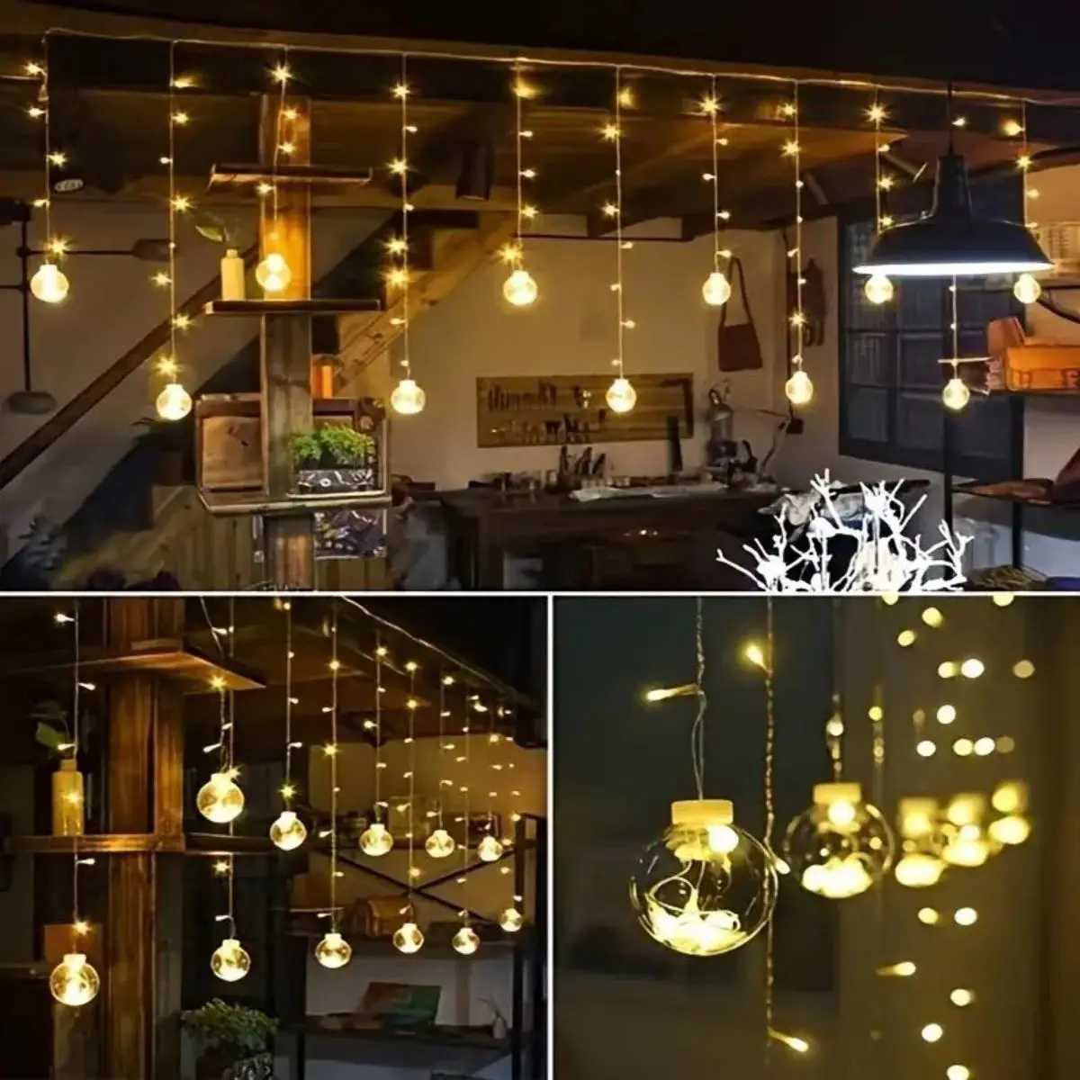 1 PC ing Ball Curtain String Light Battery Box Garden Lamp Starry Sky LED Camping Lights New Year Christmas Room Decoration M251113