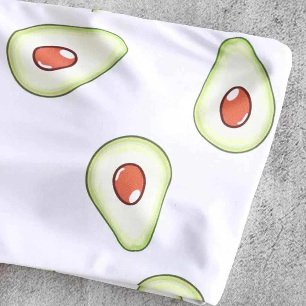Bkini Kawaii Cartoon Avocado Printed Womens Swimsuit Push Up Two-Pieces No Steel 2025 Women Swimwear trajes de bao mujerW251113