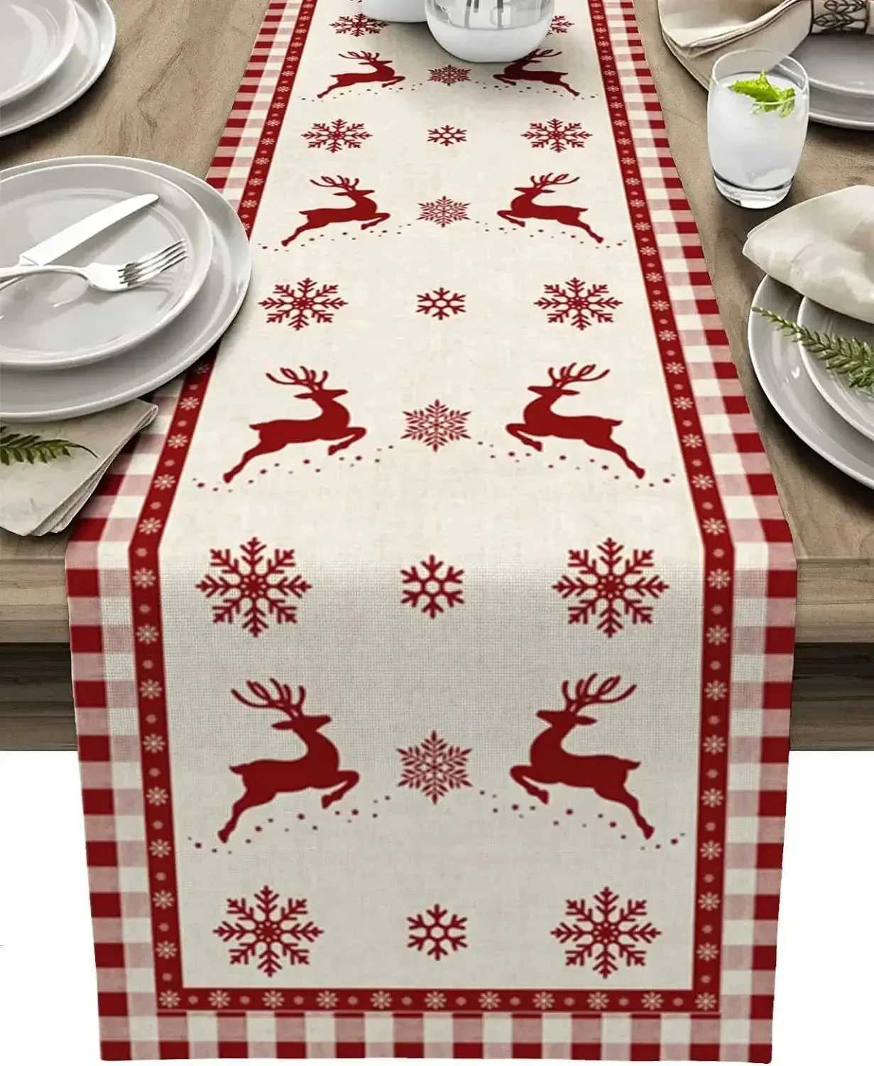 Christmas Christmas Snowflake Table Printing Table Flag Indoor and Outdoor Table Decoration Christmas Party Decoration Festival Home Decor Y251113