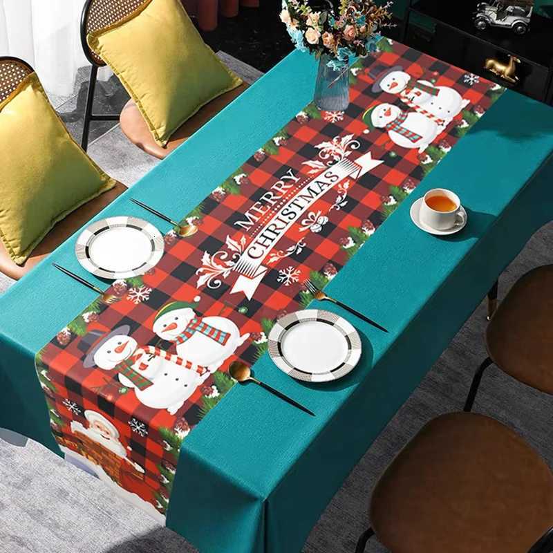 Christmas Christmas Table Runner Cloth Merry Christmas Table Flag Cover Decoration For Home Ornament Xmas Navidad 2024 Happy New Year 2025 Y251113