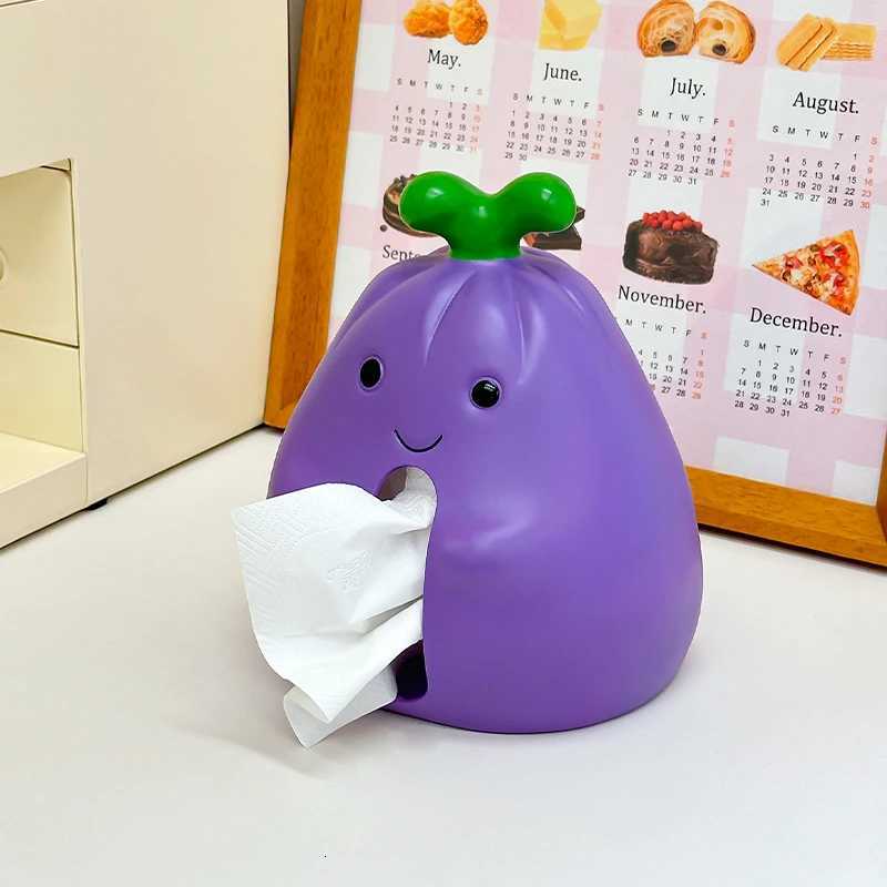 Cute Eggplant Tissue Box Creative Cartoon Paper Box He Living Ro Desktop Decoration Ornament Pvc Napkin Paper Box Y251112
