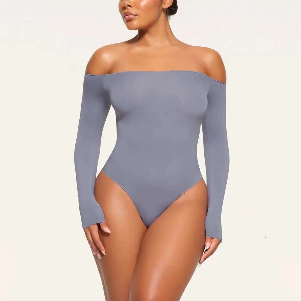 Women's Wear Mimilo Off-The-Shoulder Long Sleeve T-Shirt Base Tight-Fitting Jumpsuit To Cover Buttocks