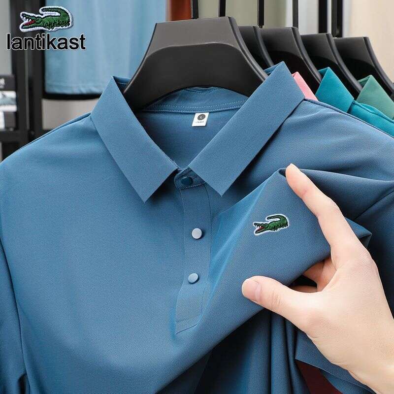 Noble Crocodile Summer Men's Polo Shirt Youth designer hoodie Short Sleeve Turn-down Collar Solid Color Business Casual T-shirt Ice Silk Top