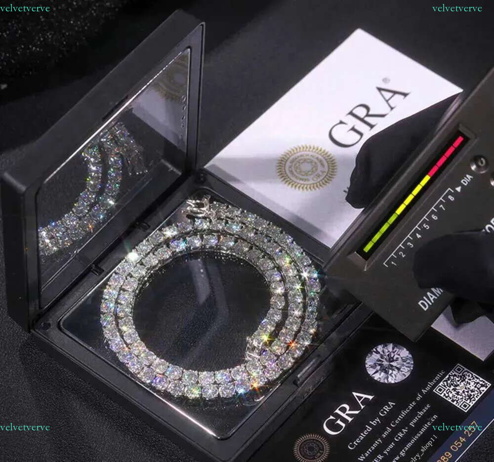 Bracelet necklace hip-hop tennis Sterg Sier VVS Moissanite Dia Cluster Iced Out Cuban Chain for fashion Men Women