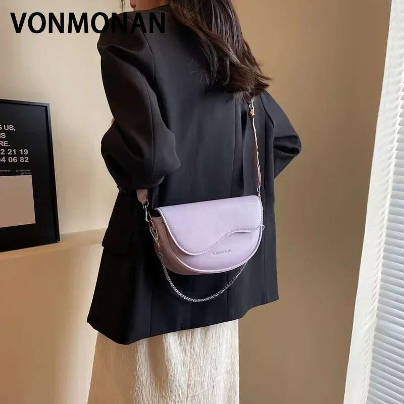 Women Saddle Female Small Wedding Flap Underarm Shoulder Lady Retro Split Leather Fashion Chain Messenger Tote Bag