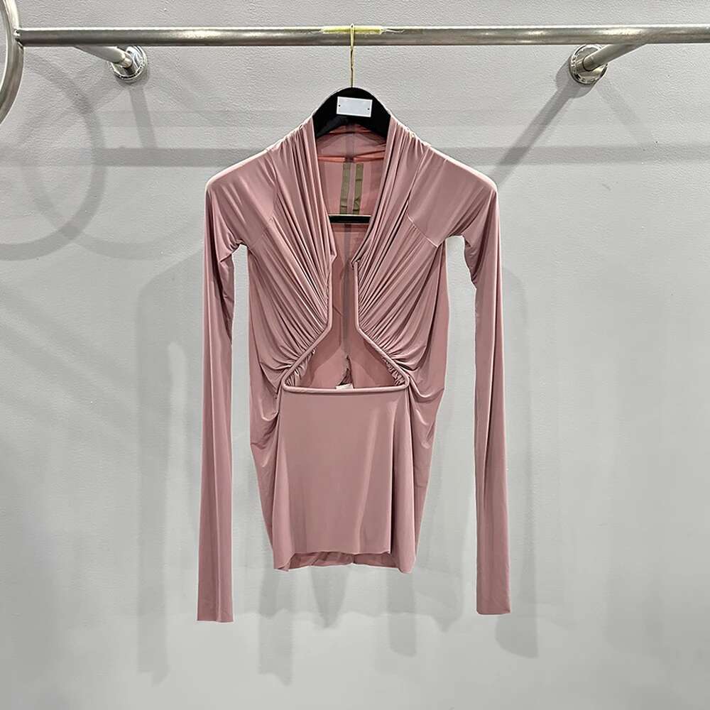 Geometric Hollow Design Women's T-Shirt Y2k Corset Stretch Slim Commuter Hundred Sleeve Long Pullover Tops 2024 Summer New