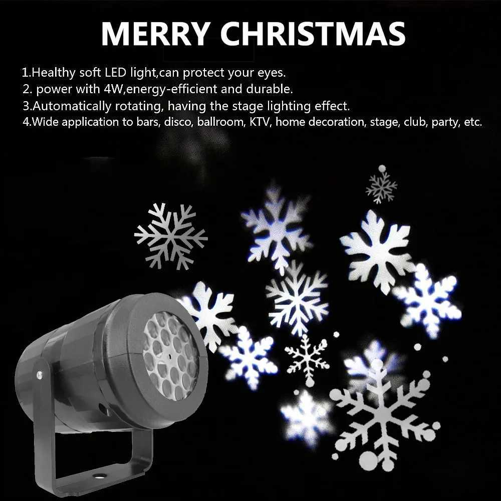 2025 LED USB Snowflake Projector Holiday Lights Christmas Projection Outdoor Lamp Snow Spotlight for New Year Party M251113