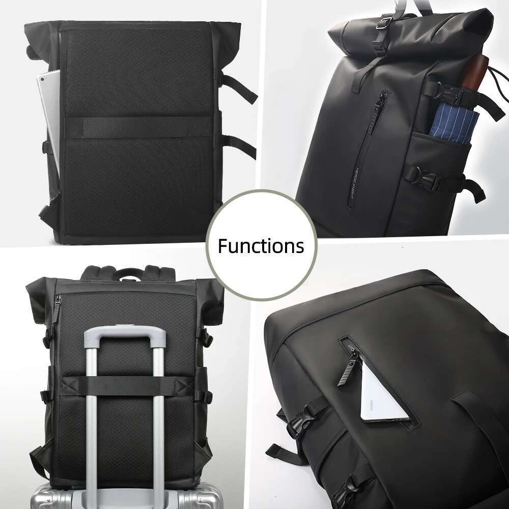 Heroic Knight Men's Backpack Waterproof Roll Top Backpack Women Travel Expandable USB Charging Large Capacity Laptop Bag Mochila