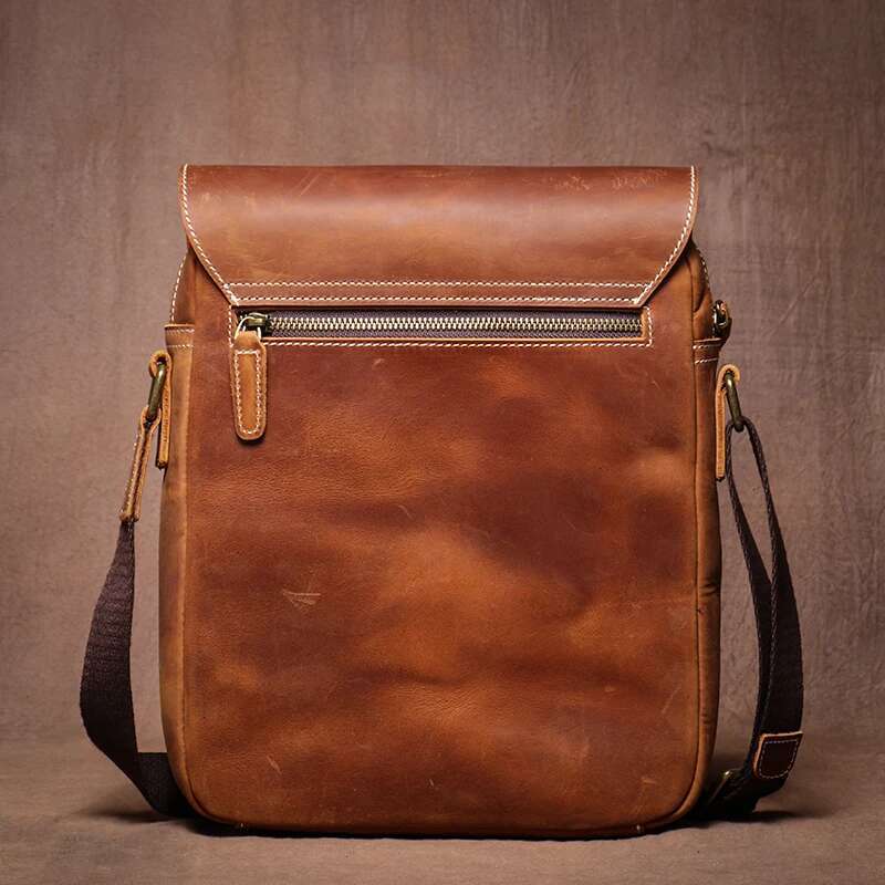 GURO Men's Genuine Leather Shoulder Bag Vintage Classic Flap Messenger Bags Higher Quality Crossbody For 12 Inch Ipad