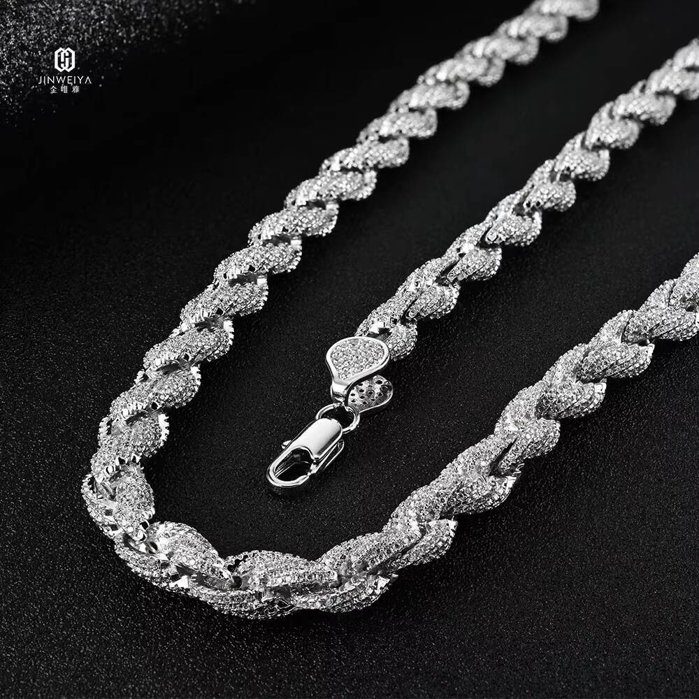 Nice Bling 8mm Cuban Link VVS Moissanite 925 Hip Hop Iced Out Cuban Link Chain 18k Gold Plated Necklace New Year Gift