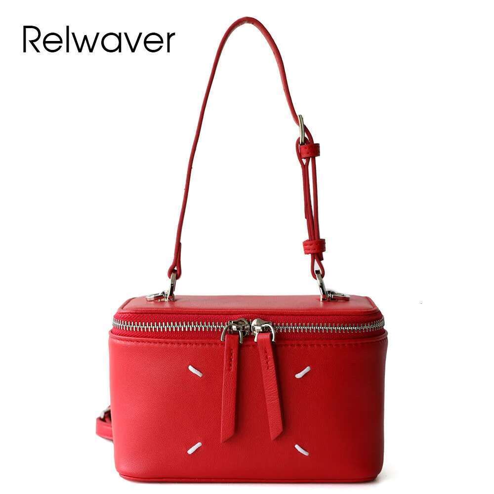 Relwaver Shoulder Bag Genuine Leather Handbag 2025 Spring Summer Sheep Skin Box Fashion Versatile Crossbody Bags For Women
