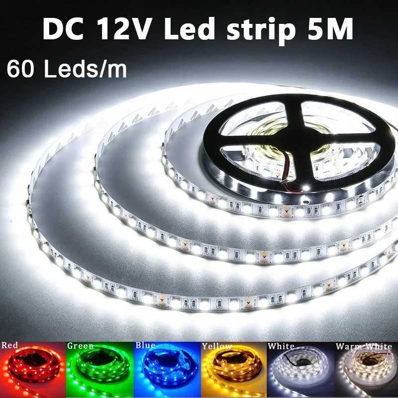 Led Strip Light 5M 300Leds SMD2835 12V White Warm Red Green Blue RGB Luces Led Light Waterproof Flexible Lamp Tape for Room Deco W251112