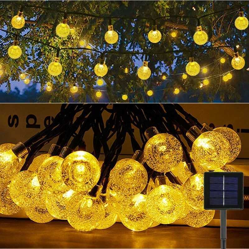 LED Solar Bubble Ball Fairy String Lights Outdoor Garden Summer Wedding Party Home Balcony Christmas Decoration Solar Garland M251113
