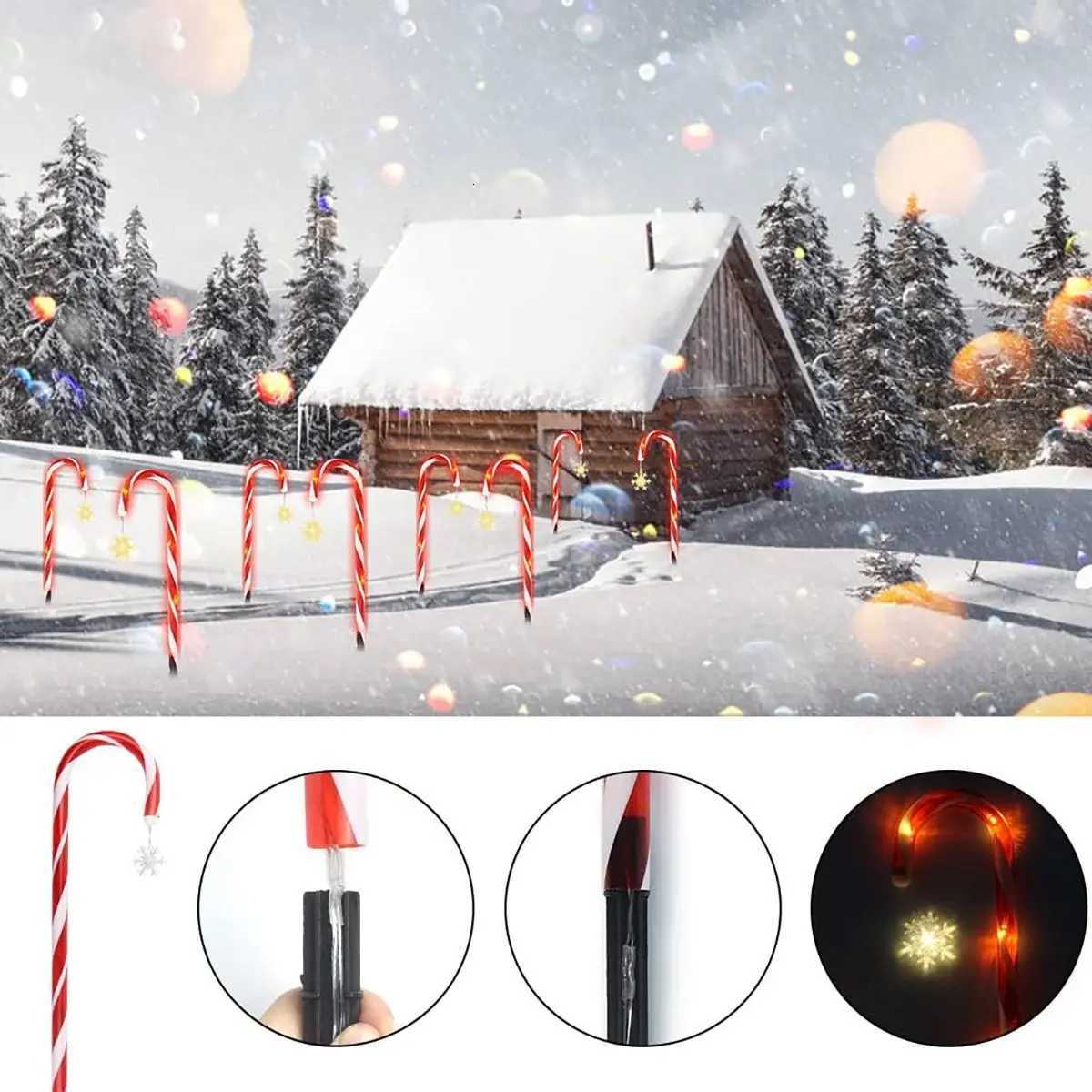 8pcs/set solar powered garden cane lights 8-function waterproof decorative lights Christmas candy garden lights M251113
