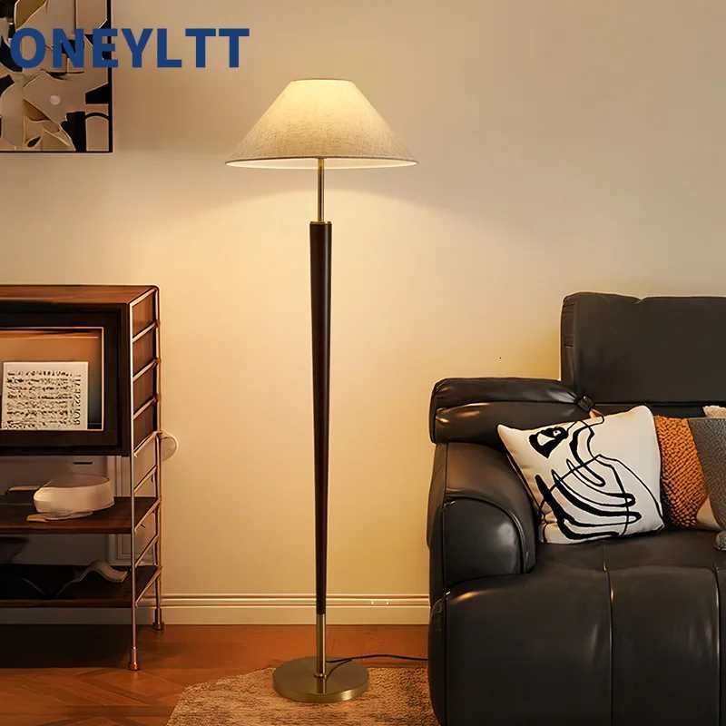Living room vintage floor lamp WabiSabi style vintage walnut solid wood bedroom bedside table sofa side study vertical desk lampW251113