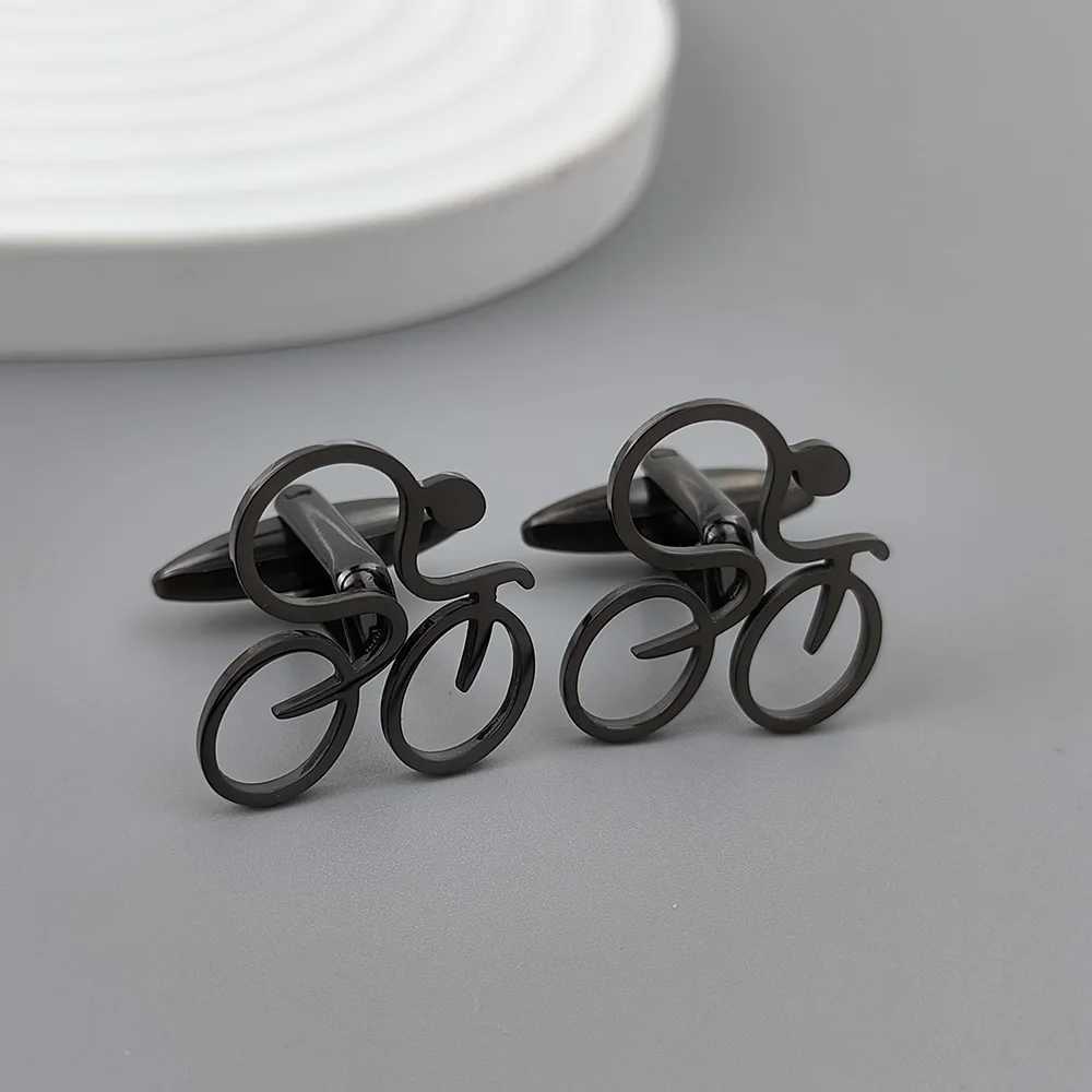 Silver fun bicycle racing hollow gold-plated cufflinks black French shirt cuff accessories matched with mens clothingT250412