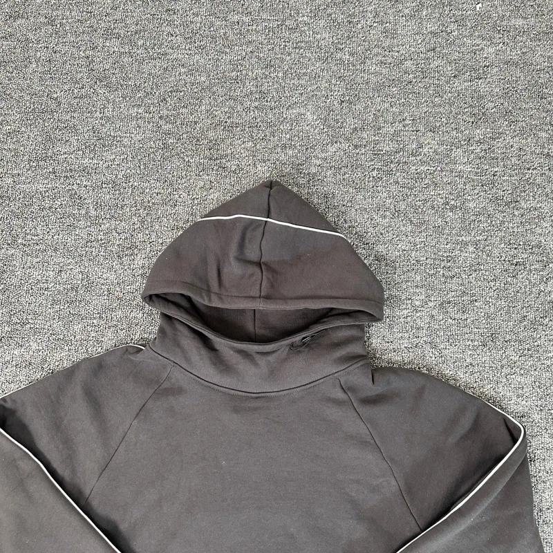 Men's Hoodies Gray Hoodie High Street Striped Patchwork Iron Solid-color Embroidered Men Women Sweatshirts Harajuku