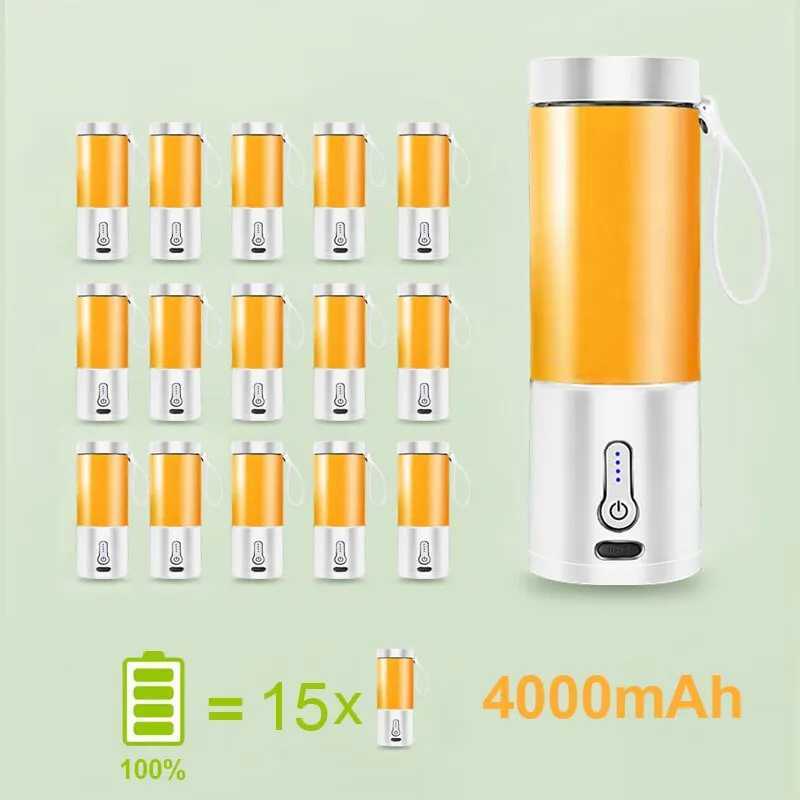 530ML Powerful Portable Blender for Smoothies Shakes USB Rechargeable Food Processor Fruit Mixer Machine Mini Juicer Blender Cup C251113