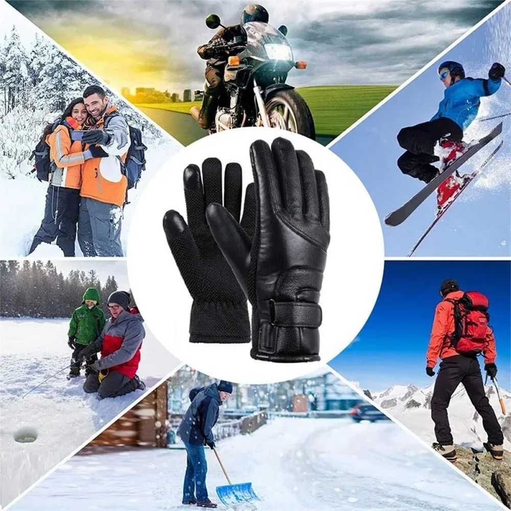 Winter Electric Heated Gloves for Men Outdoor Cycling Waterproof Non Slip Thickened Female Couple Touch Screen Lamb FleeceC250412