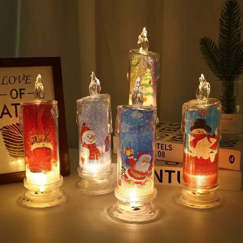 1/4/8PCS Transparent Electronic Candle Built in Printed LED Simulation Flameless for Christmas Decoration Ambient Lighting M251113