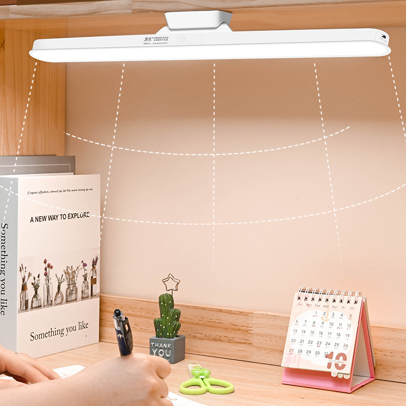 Rechargeable 17'' Magnetic Desk Light Bar, LED Step Less Dimming, 3 Color Mode Under Table Lamp for Bedrooms, Studies, Makeup Stations