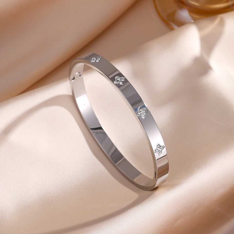 ZAKOL 5/1pcs Sparkling Zirconia Inlaid Stainless Steel Bracelet Set for Women Stackable Bangles Fashion Non Fading Jewelry Gift K251113