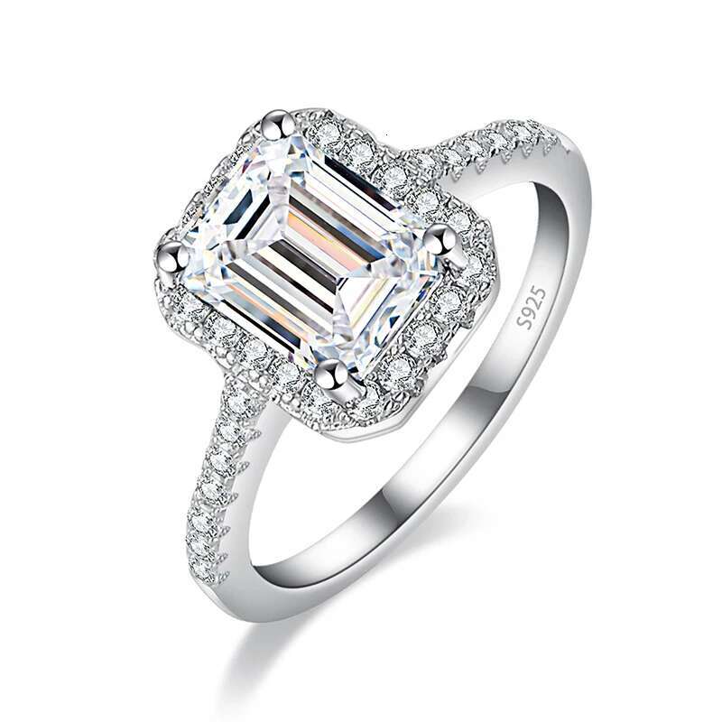 GRA Classic 1CT Square Certified Moissanite Diamond Rings For Women Gift Real 925 Sterling Silver Dating Wedding Luxury Jewelry