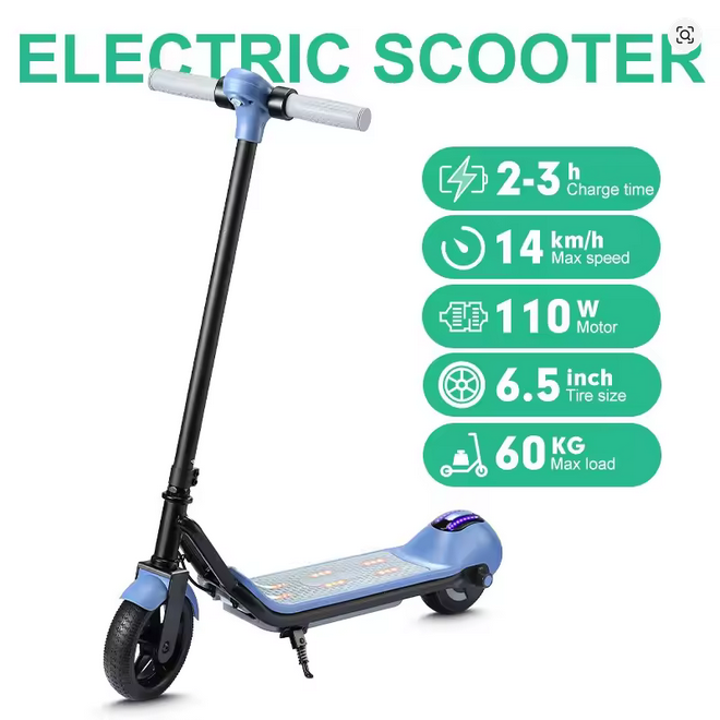 Mankeel MK029 Kids Electric Scooter 6-12 Years Colorful Flashing Lights 6-8km Range Max 14km/h Smart Bluetooth Music E-Scooter