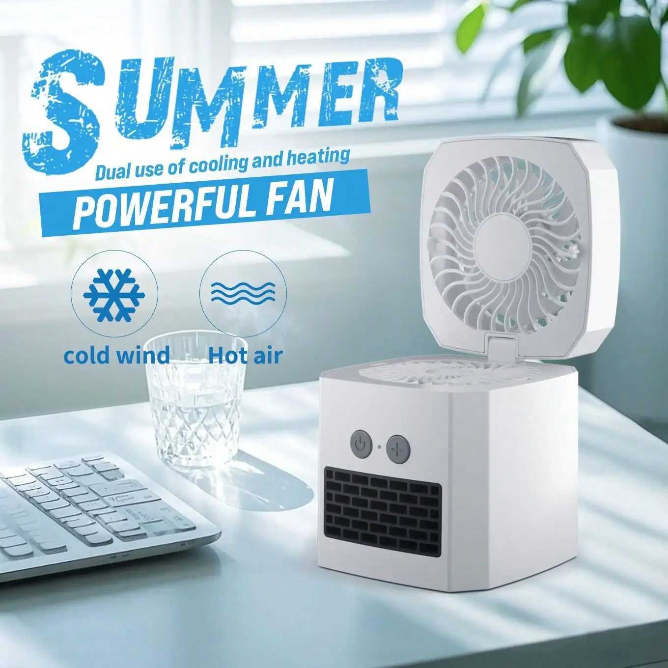 Portable 2-In-1 Heating And Cooling Fan Mini Multi-Function Desktop Heater With 400W Power 3 Gears Adjustable Temperature Y251113