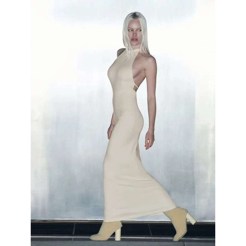 Women's Wear Kim Sexy Simple Halterneck Sleeveless Backless Long Dress