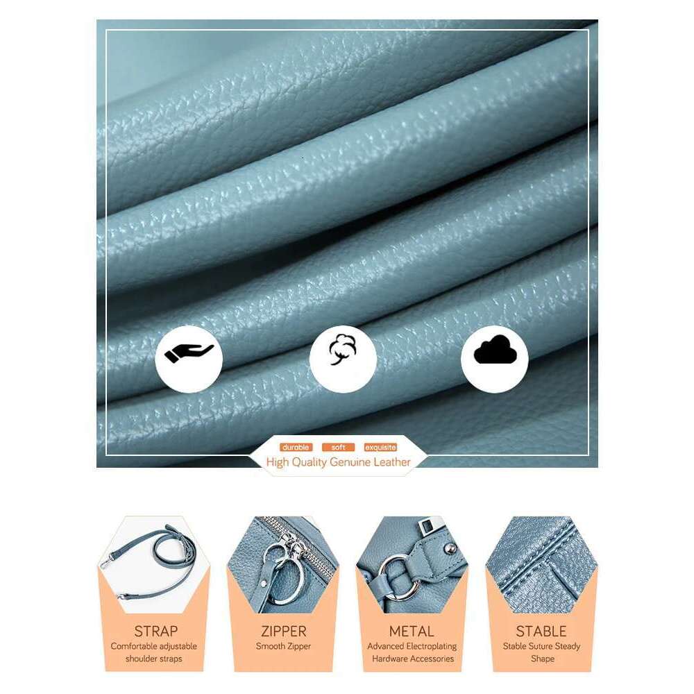 Designer Bag Zency Elegant Genuine Leather Handbag Women Shoulder Large Capacity Simple Medium Tote Crossbody Bag With Two Straps