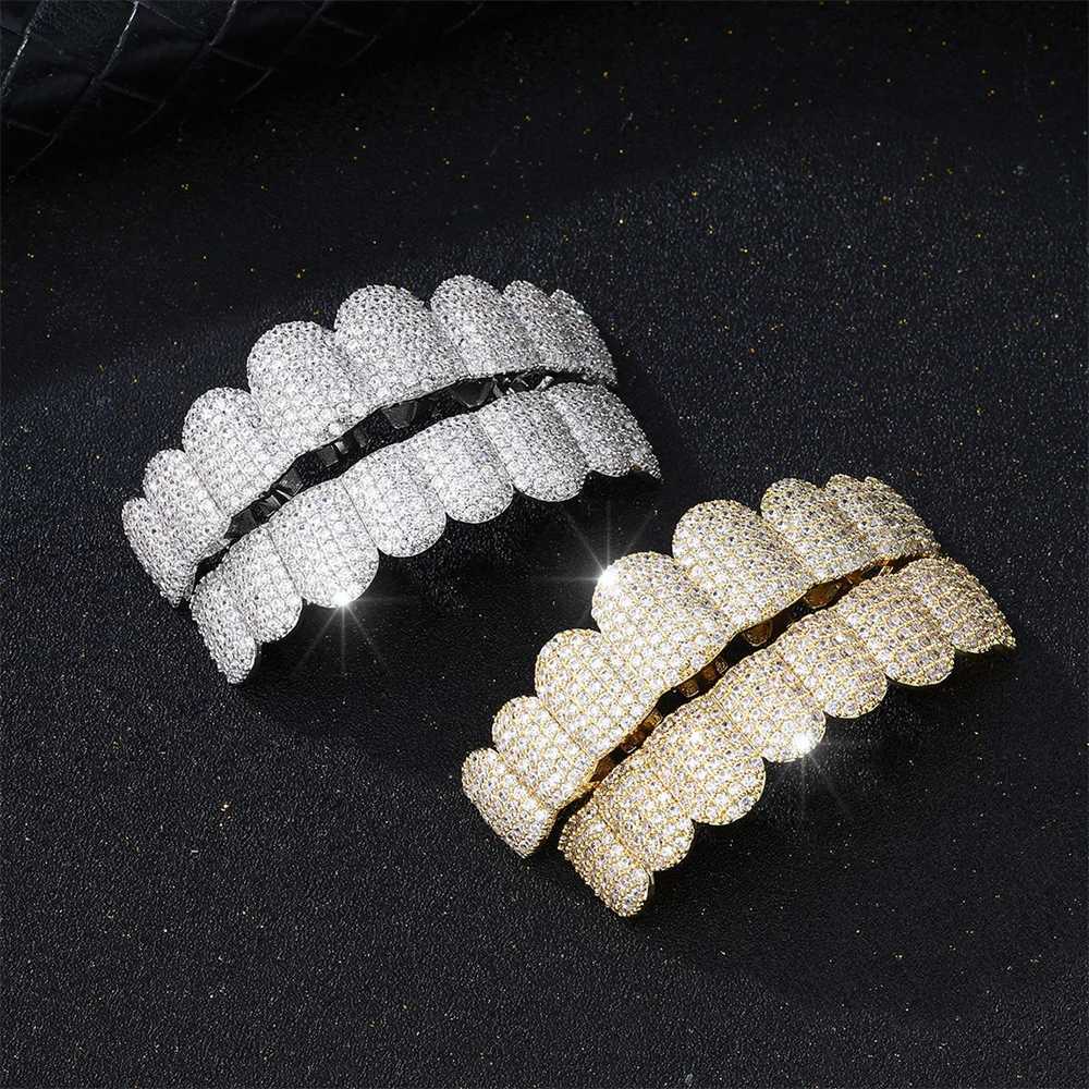 D Z Fashion Silver Plated Cubic Zirconia Grilz Set Suitable for Men Women Hip Hop Upper and Lower Oral Removable Tooth JewelryXJ250412