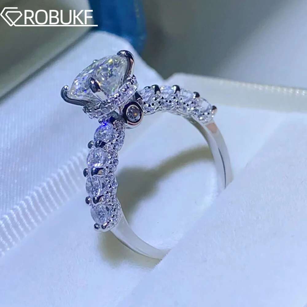 Luxury 2 Carat D Color Moissanite Engagement Ring 925 Sterling Silver Moissanite Diamond Wholesale With GRA Certisfied for Women