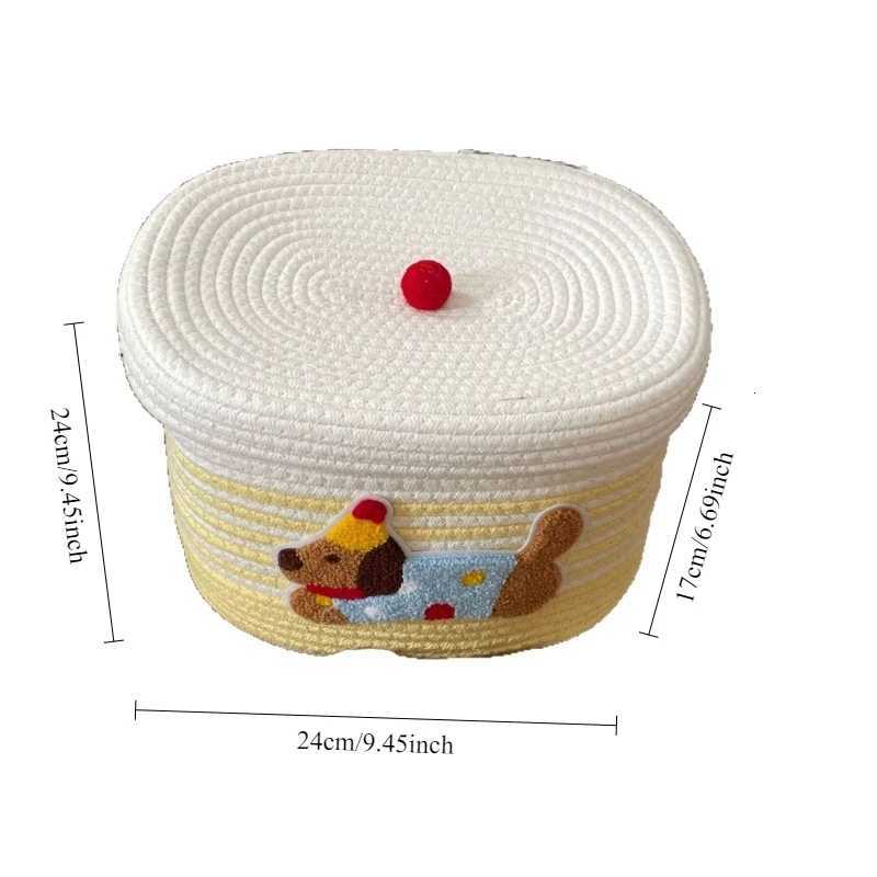 1PCS Cotton Rope Storage Basket with Lid Non-Woven Fabric Dustproof Decorative Organizer for He Desktop Bathro Y251112