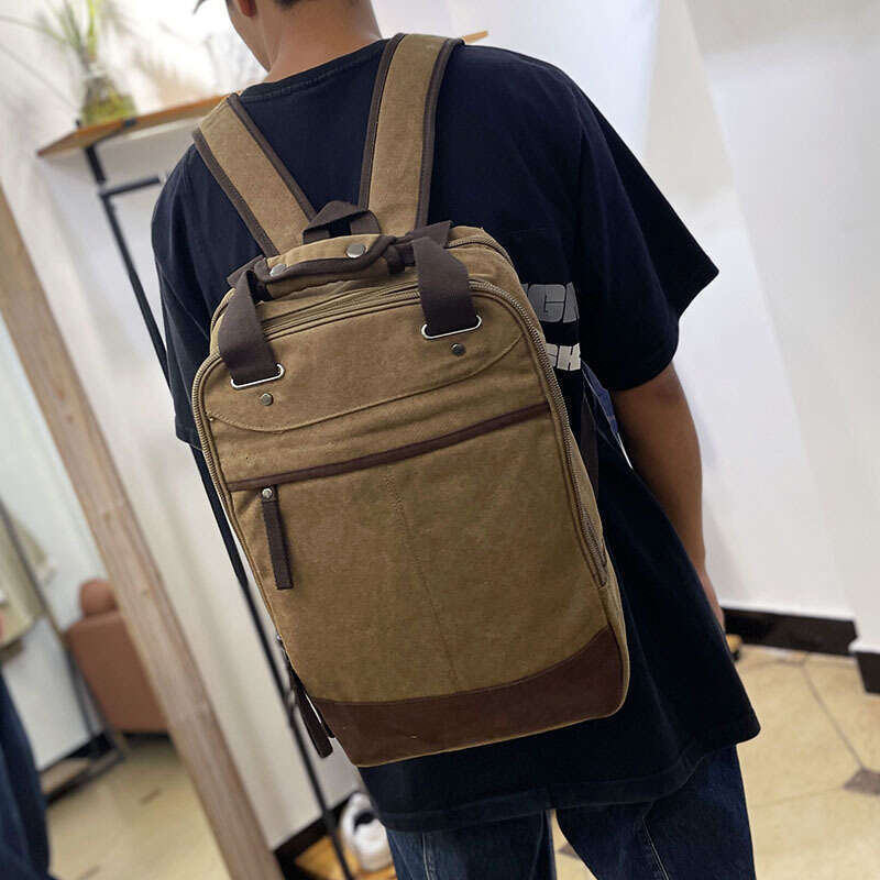 Backpack Korean canvas lightweight large capacity handbag outdoor leisure travel men's backpack